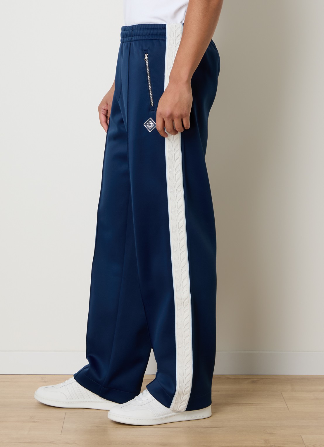 Casablanca Straight fit trackpants met logo en ritszakken - detail 5 donkerblauw