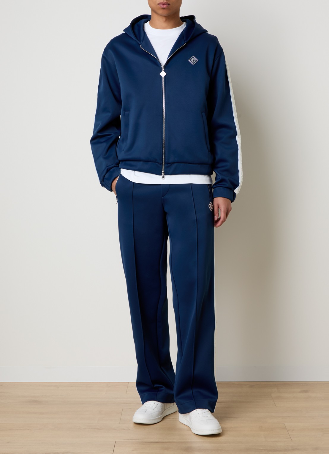 Casablanca Straight fit trackpants met logo en ritszakken - voorkant 3 donkerblauw