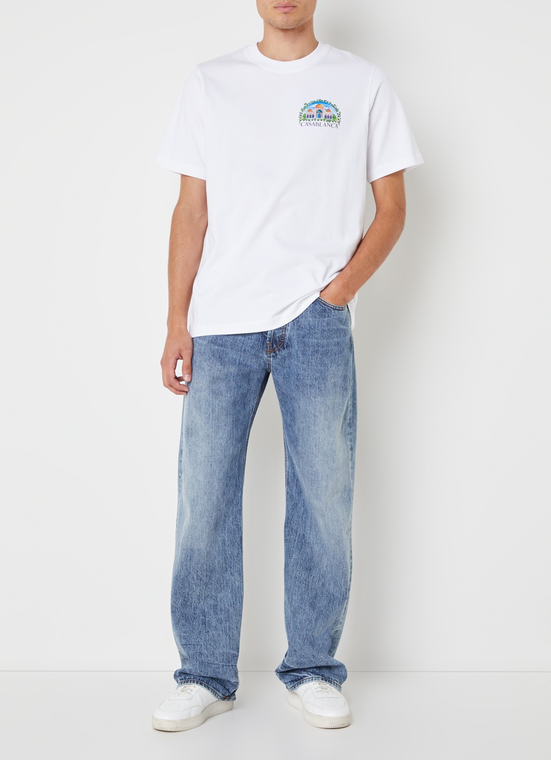 Casablanca T-shirt met logo- en backprint - voorkant 3 wit