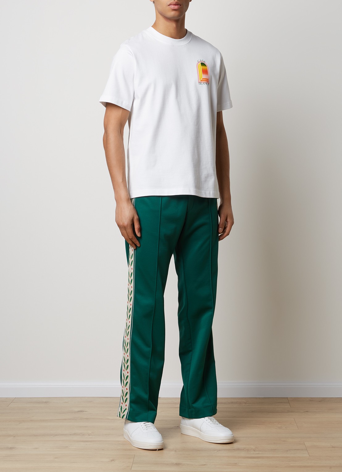 Casablanca T-shirt met logo- en backprint - voorkant 3 wit