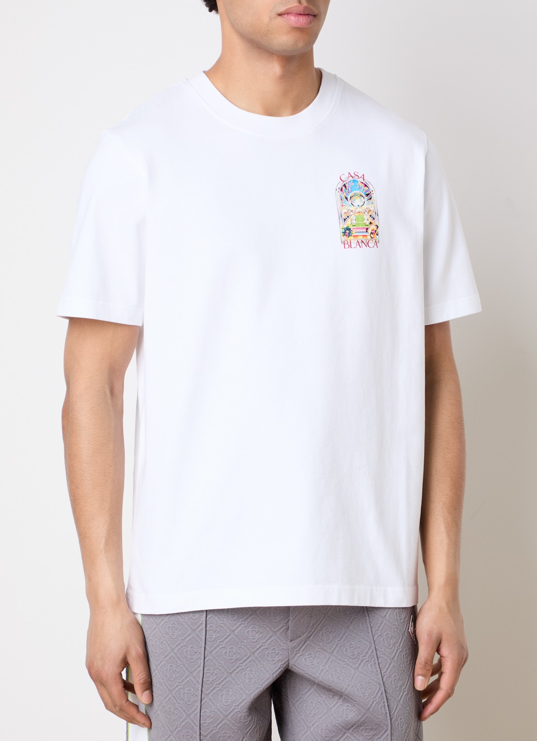 Casablanca T-shirt met logo- en backprint - achterkant wit