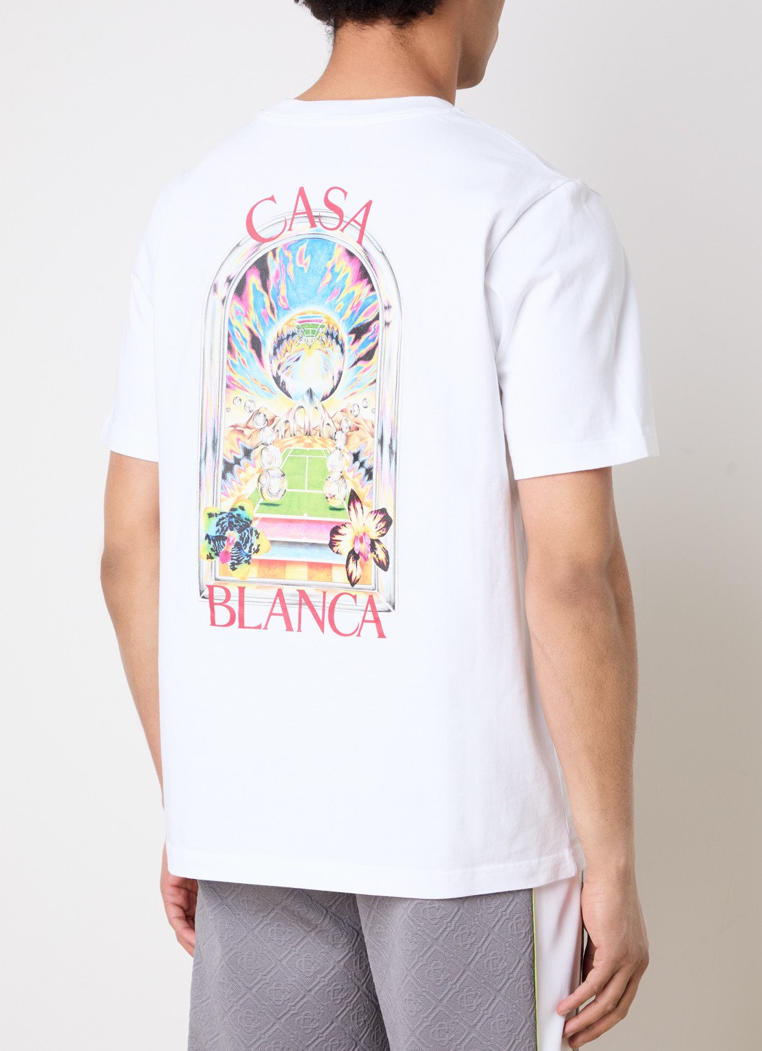 Casablanca T-shirt met logo- en backprint - detail 4 wit