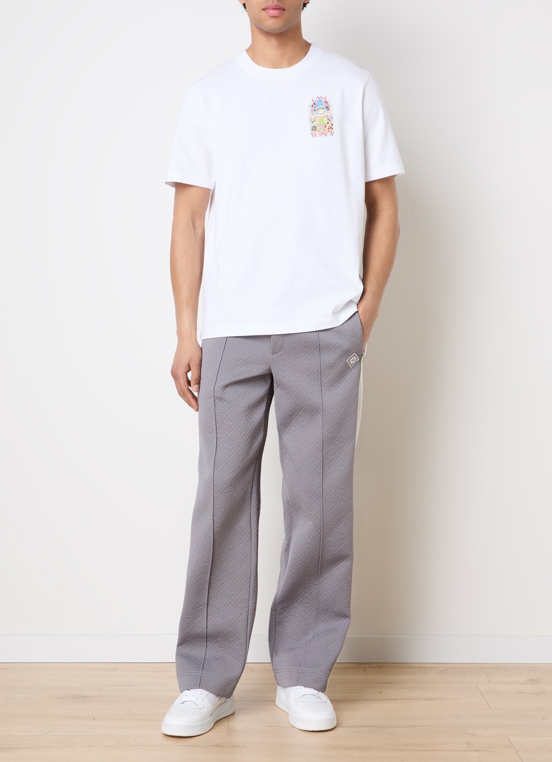 Casablanca T-shirt met logo- en backprint - voorkant 3 wit