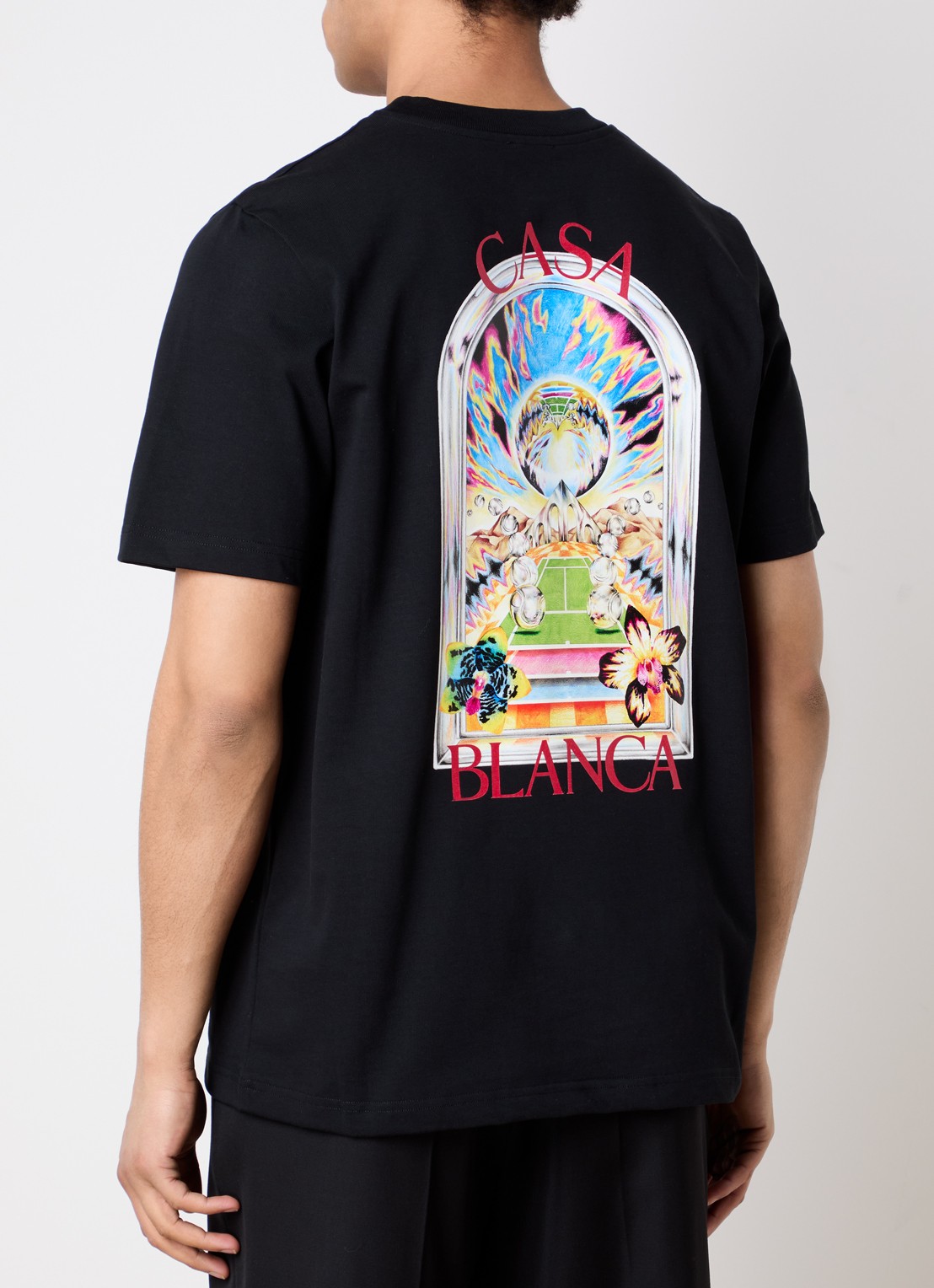 Casablanca T-shirt met logo- en backprint - detail 3 zwart
