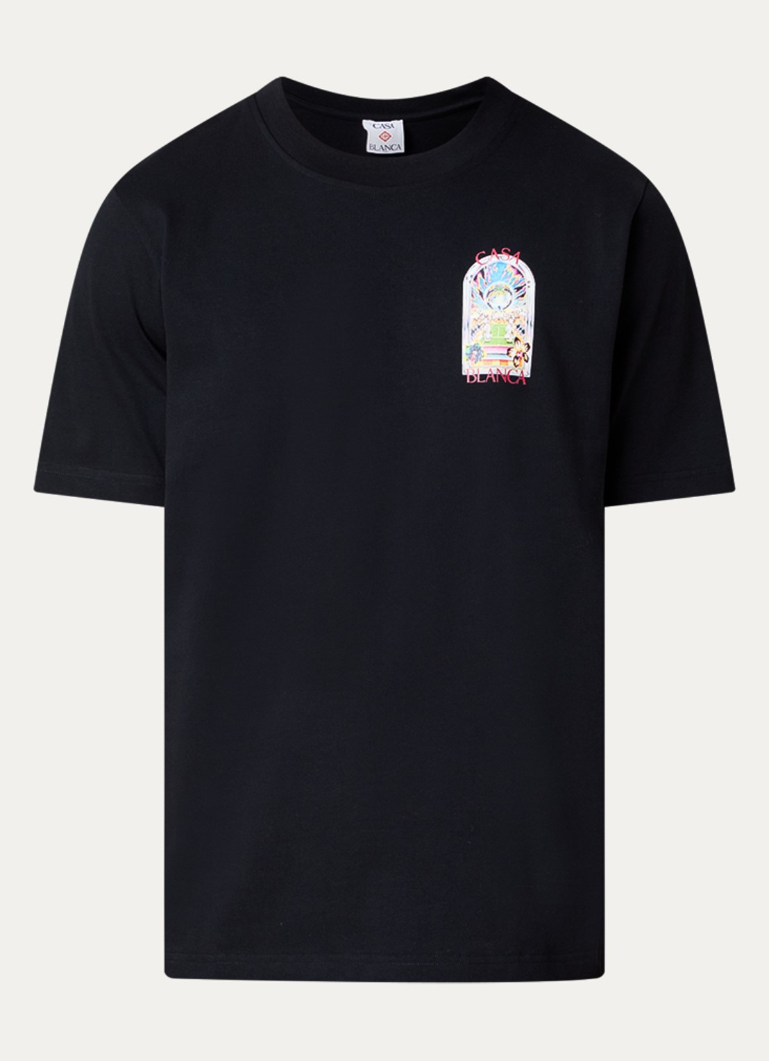 Casablanca T-shirt met logo- en backprint - voorkant zwart