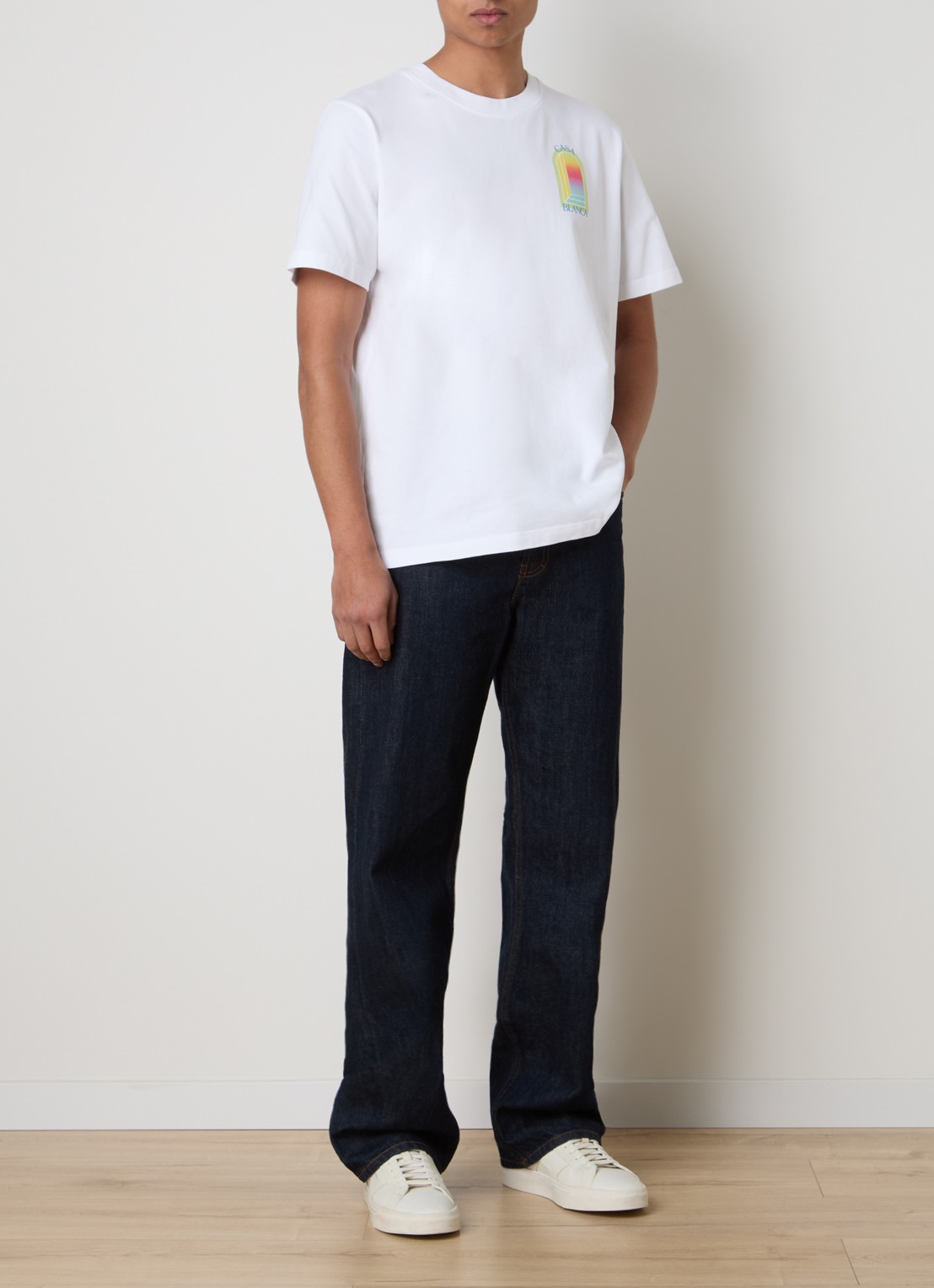 Casablanca T-shirt met logo- en backprint - voorkant 2 wit