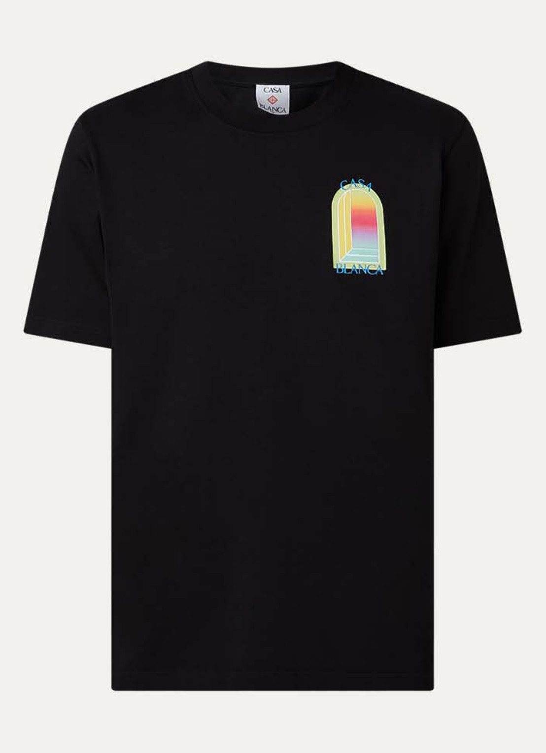Casablanca T-shirt met logo- en backprint - voorkant zwart