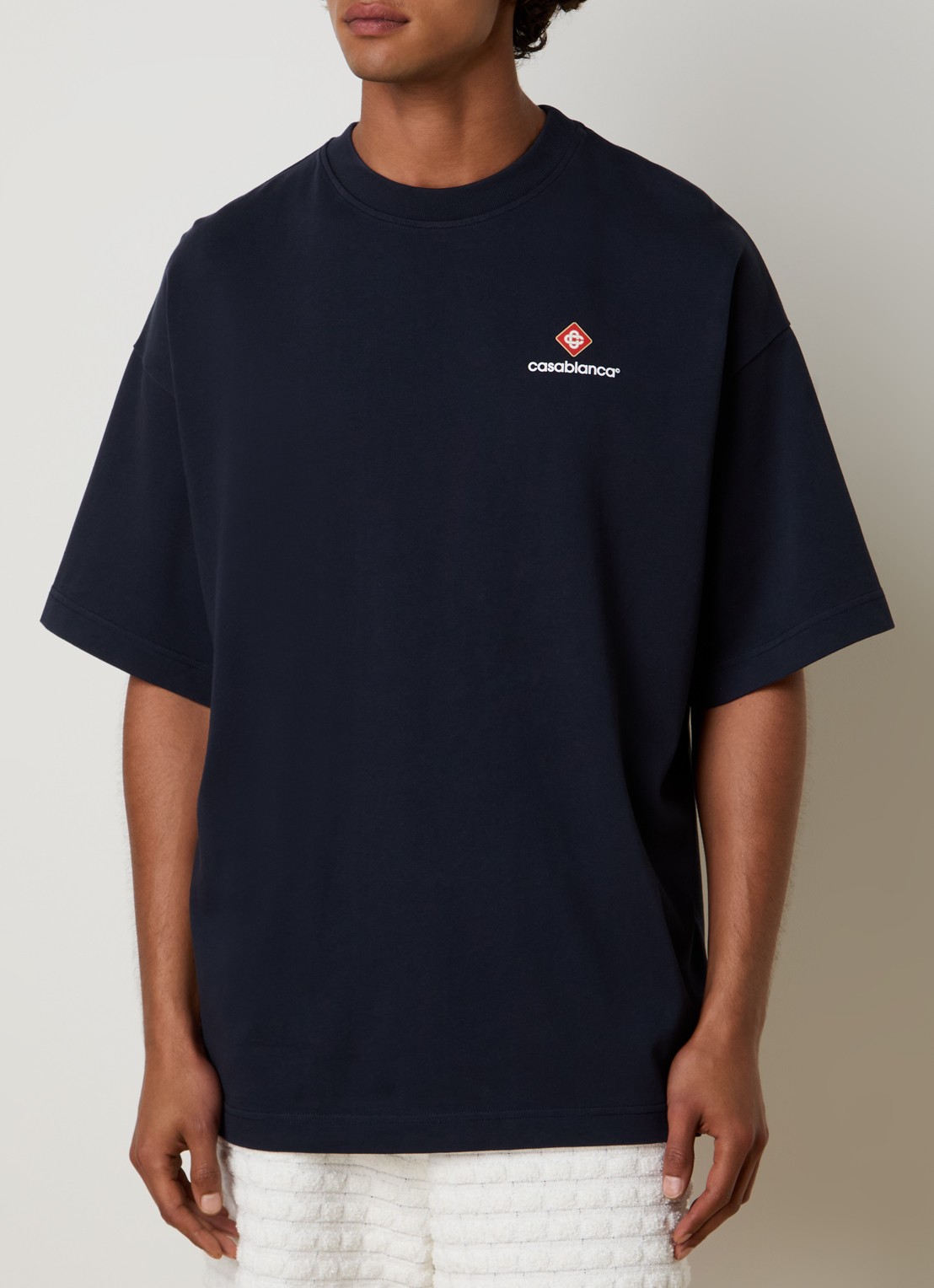 Casablanca T-shirt met logo - detail 3 donkerblauw