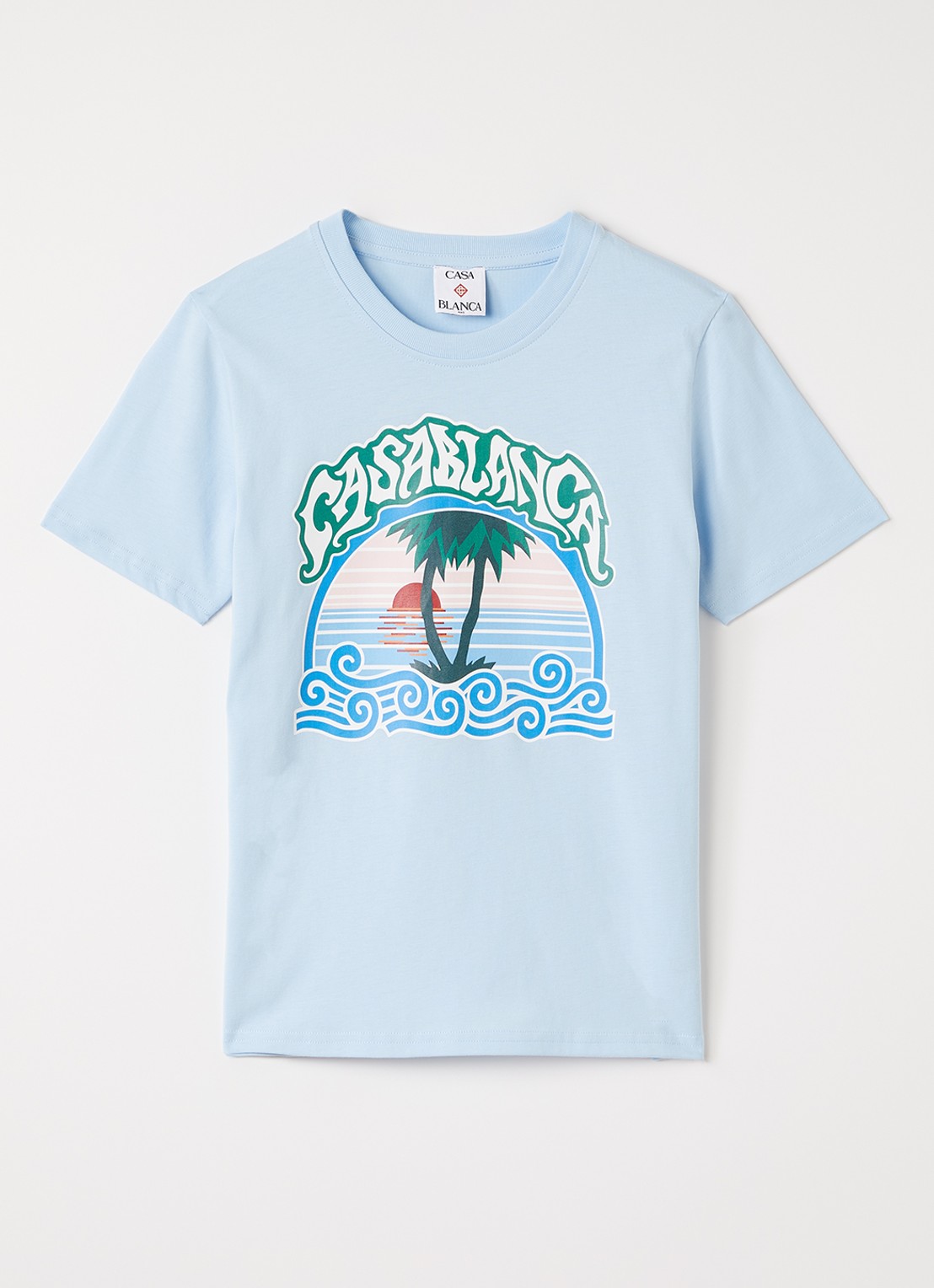 Casablanca T-shirt met logoprint - voorkant lichtblauw