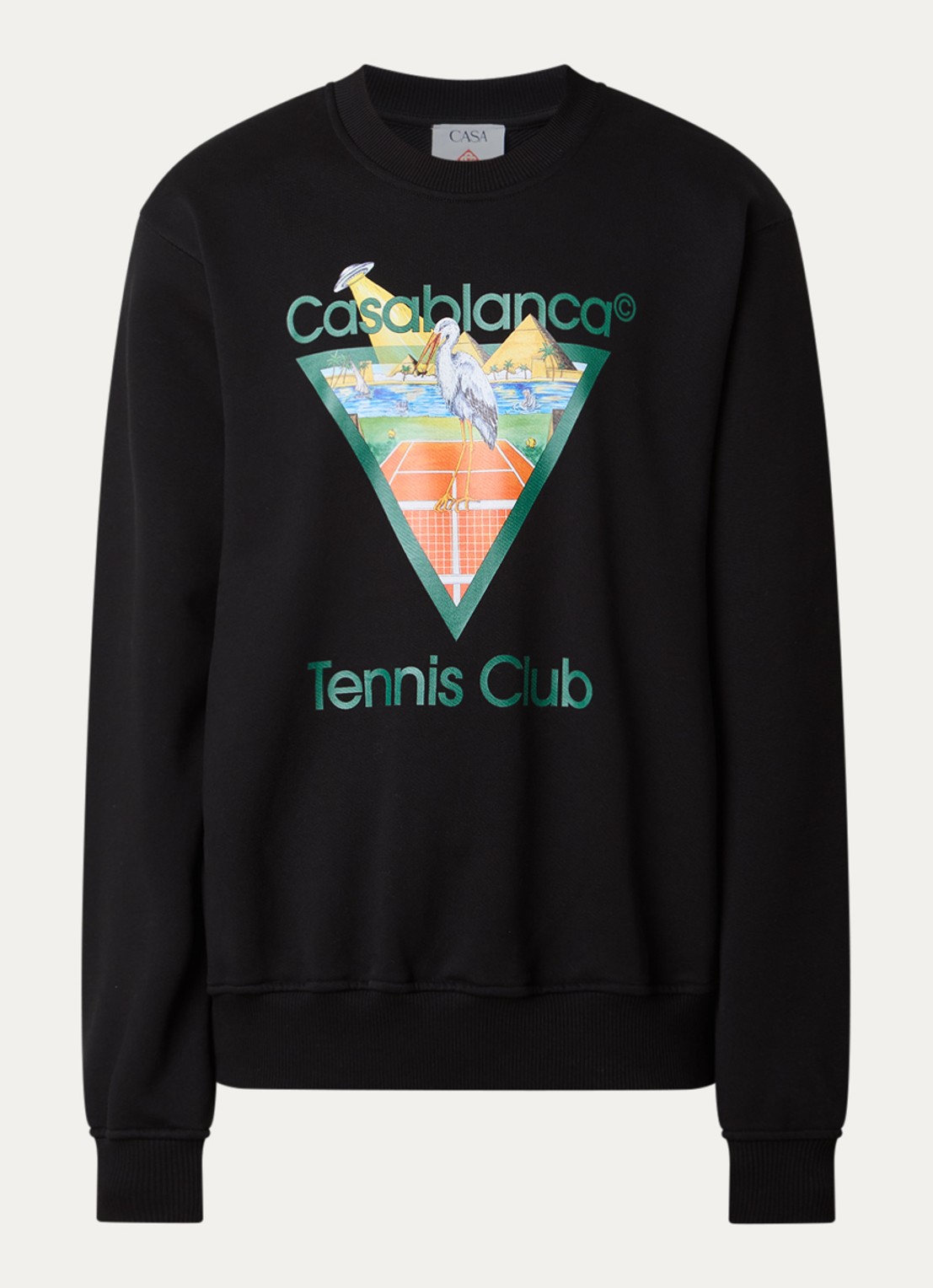 Casablanca Tennis Club sweater met logoprint - voorkant 3 zwart