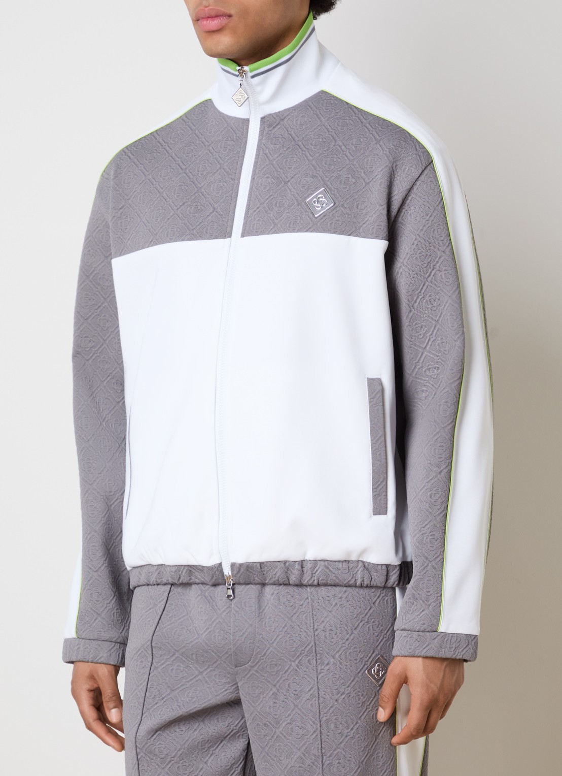 Casablanca Tennis jack met logoprint en steekzakken - detail 4 grijs