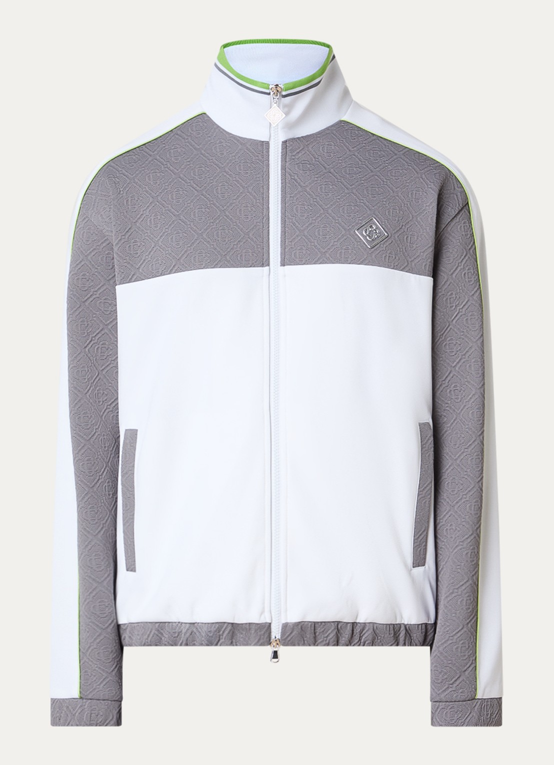 Casablanca Tennis jack met logoprint en steekzakken - voorkant 2 grijs