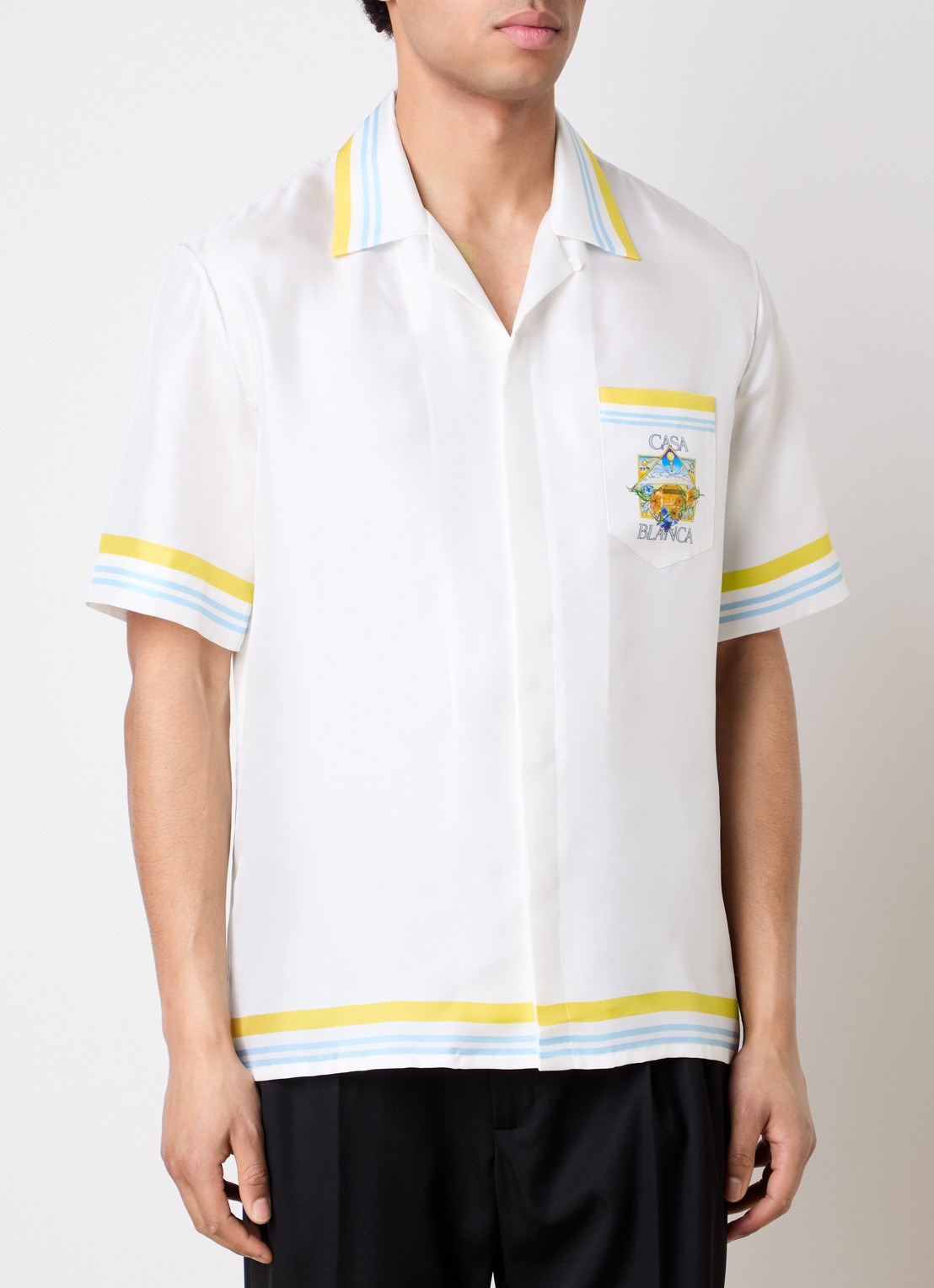 Casablanca Tennis Landscape regular fit overhemd met logo- en backprint - achterkant wit