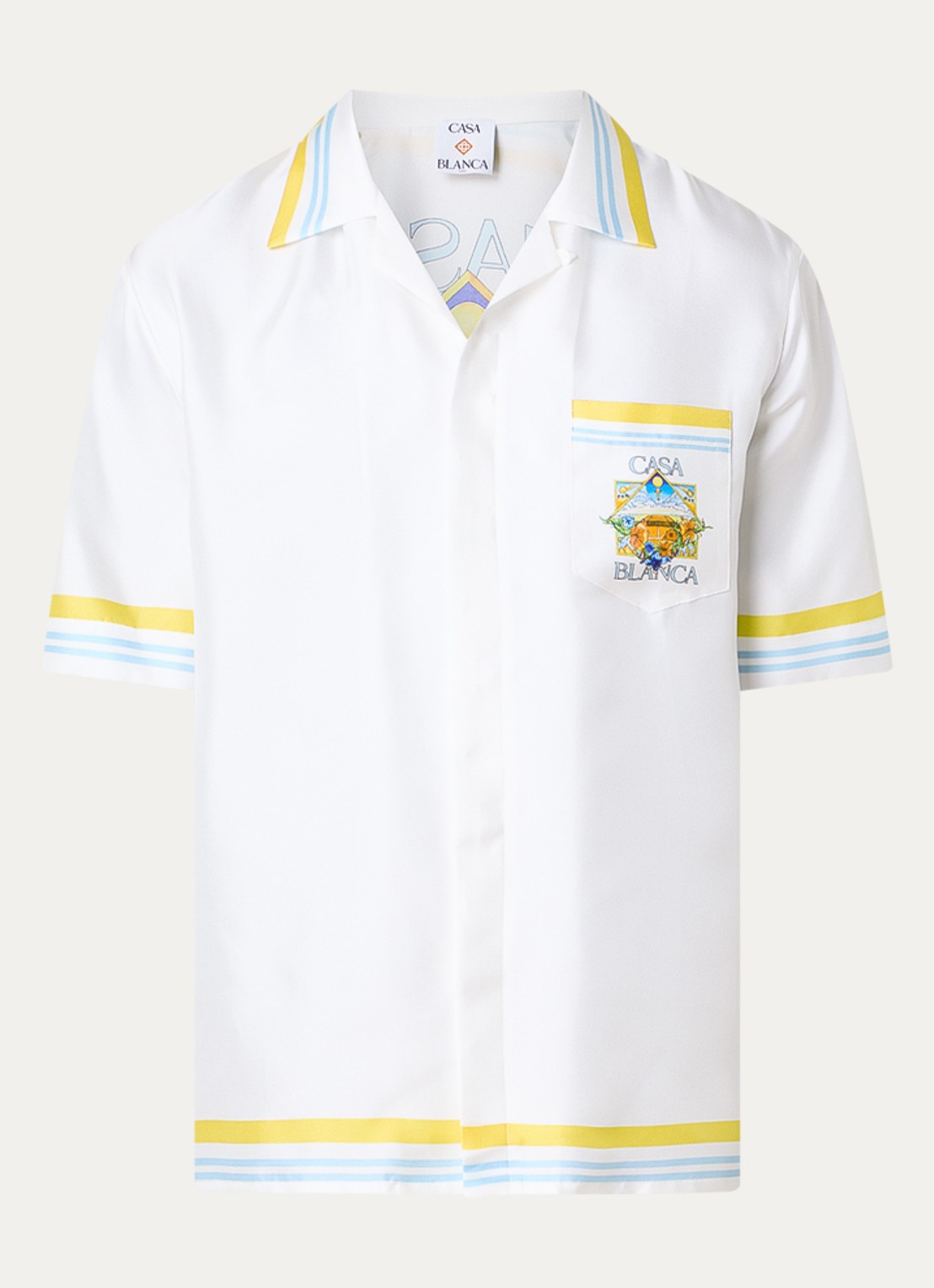 Casablanca Tennis Landscape regular fit overhemd met logo- en backprint - voorkant 4 wit