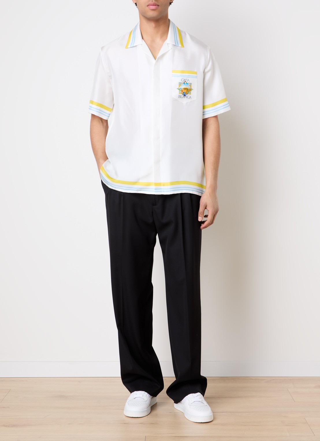 Casablanca Tennis Landscape regular fit overhemd met logo- en backprint - voorkant 5 wit