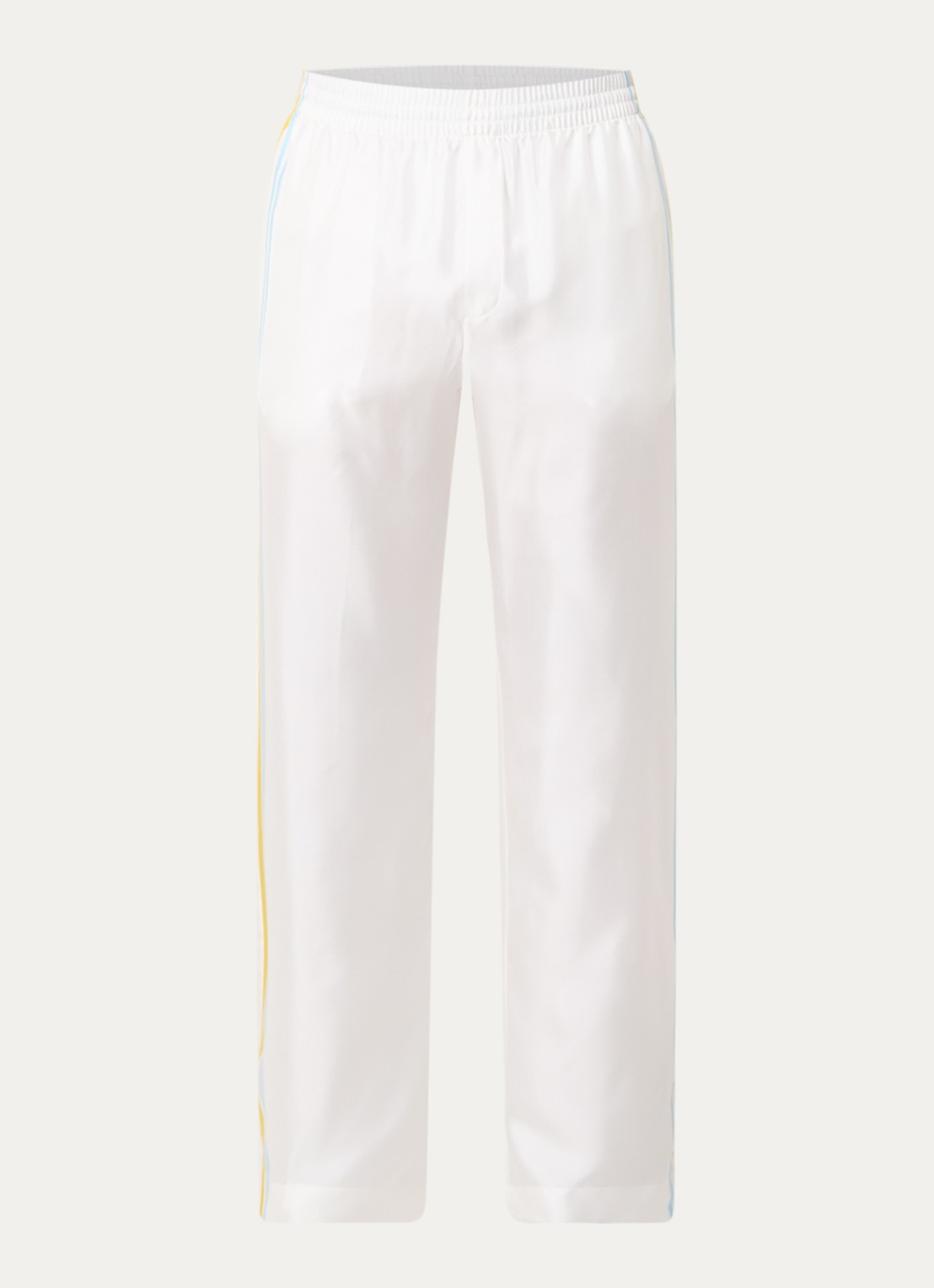 Casablanca Tennis Landscape straight fit broek van zijde met steekzakken - voorkant wit