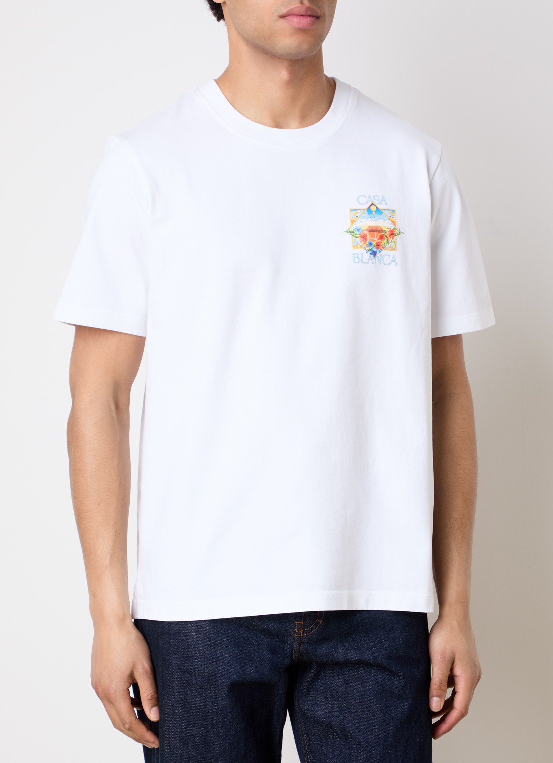 Casablanca Tennis Landscape T-shirt met logo- en backprint - achterkant 5 wit