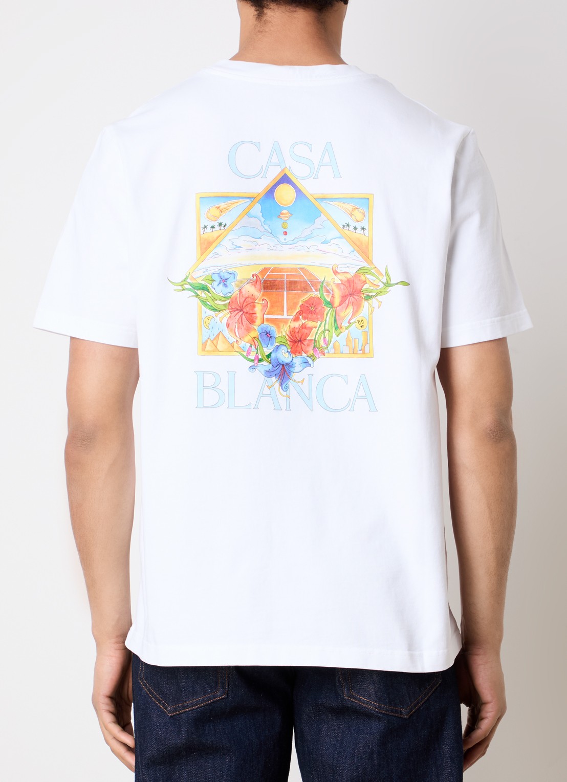 Casablanca Tennis Landscape T-shirt met logo- en backprint - detail 3 wit