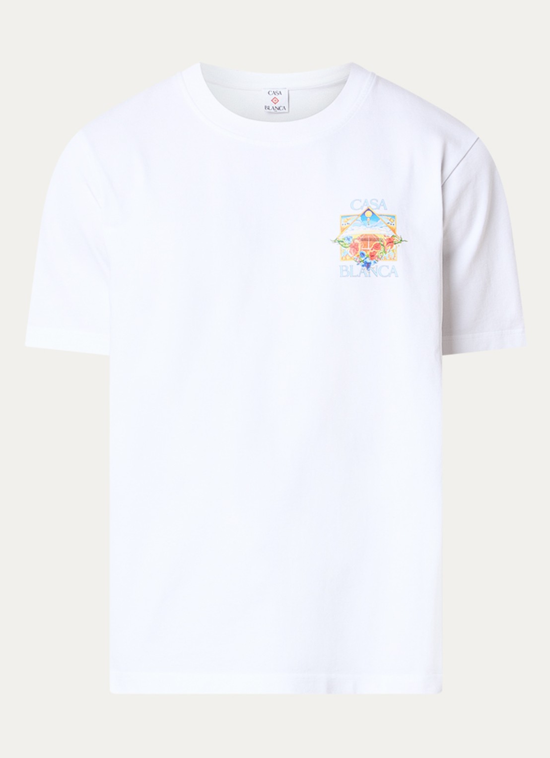 Casablanca Tennis Landscape T-shirt met logo- en backprint - voorkant wit