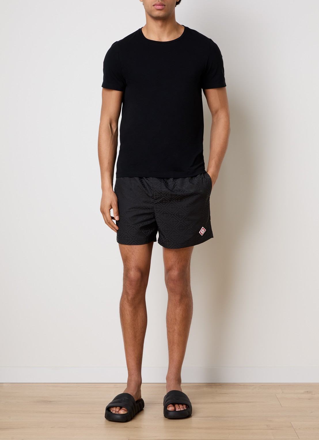 Casablanca Zwemshorts met jacquard dessin en logo - voorkant 3 zwart