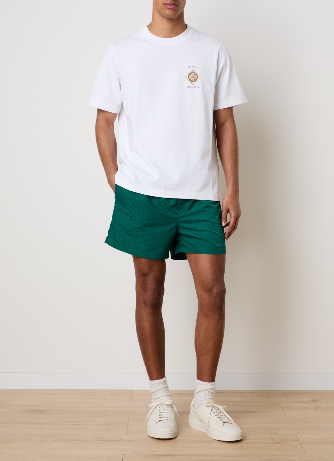 Casablanca Zwemshorts met jacquard dessin en logo - voorkant 3 groen