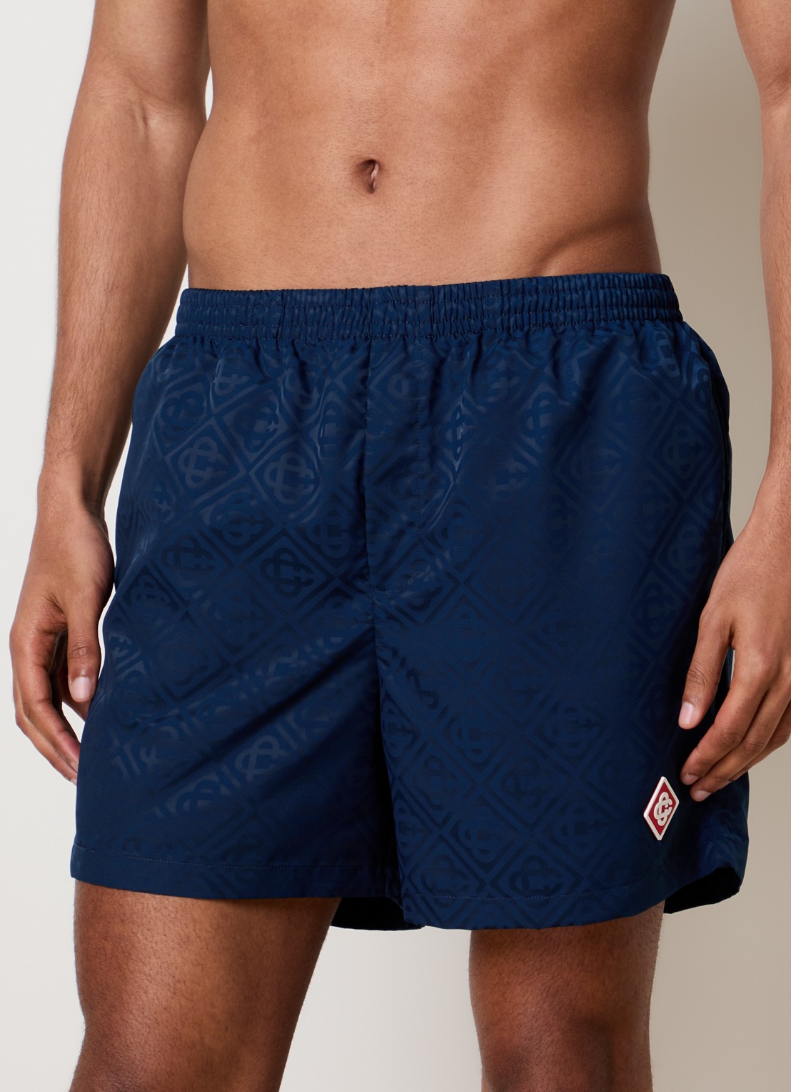 Casablanca Zwemshorts met jacquard dessin en logo - detail 4 donkerblauw