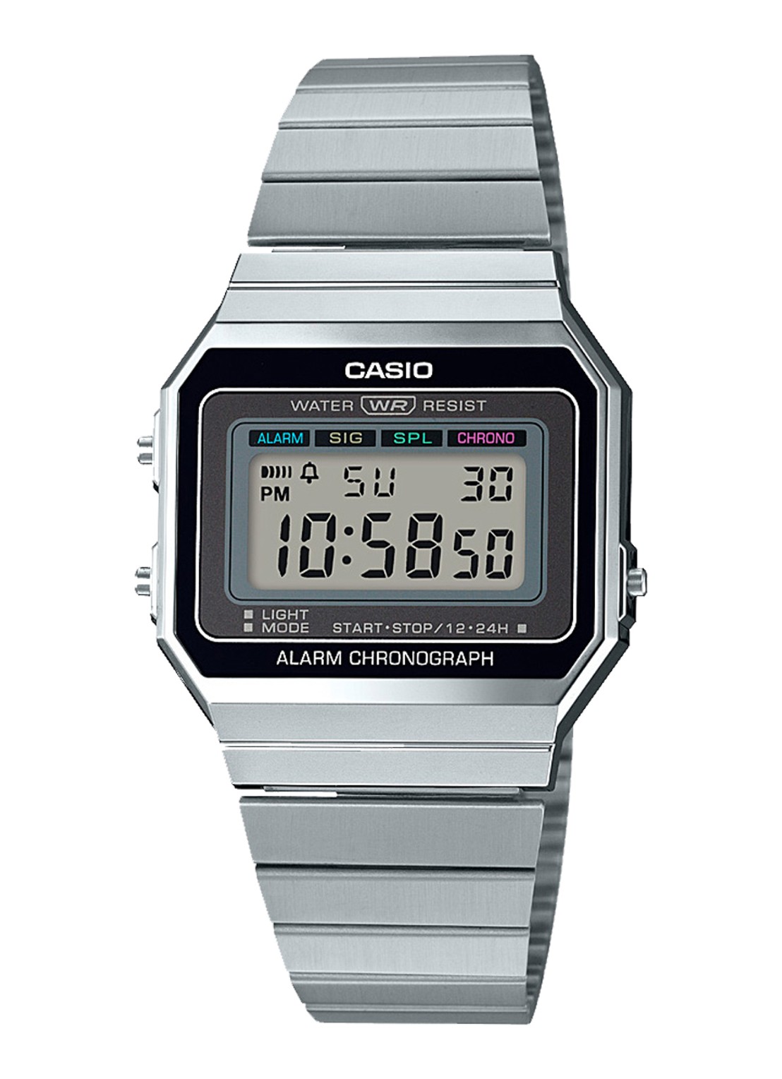 Casio Vintage horloge A700WE-1AEF - voorkant 2 zilver