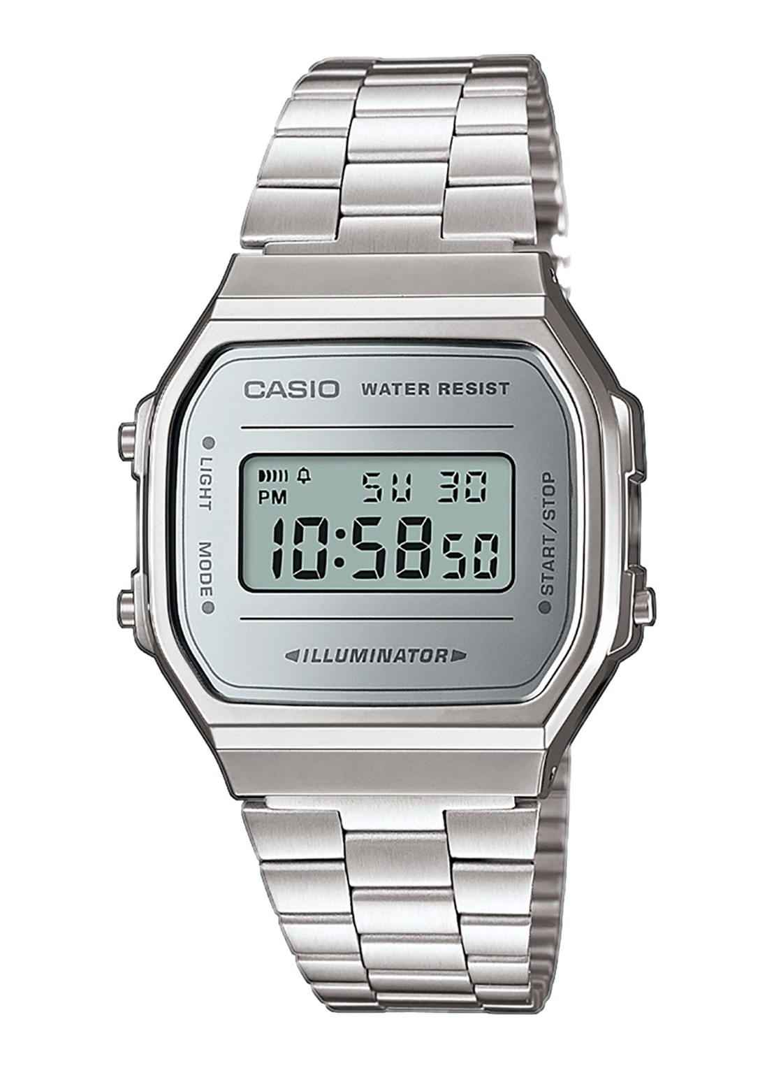 Casio Vintage Iconic horloge A168WEM-7EF - voorkant 3 zilver