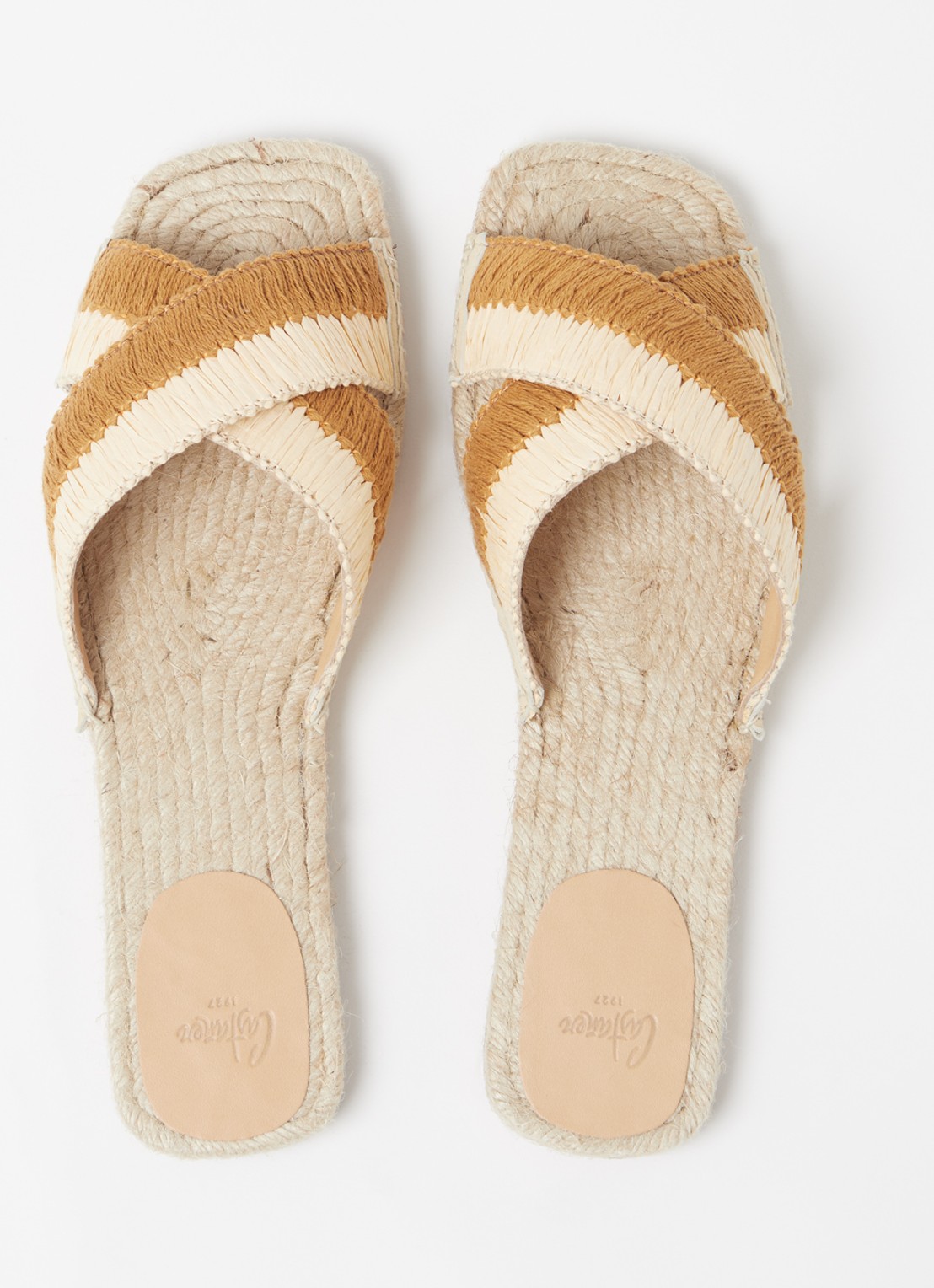 Castañer Priscila slipper met raffia details - detail 3 bruin