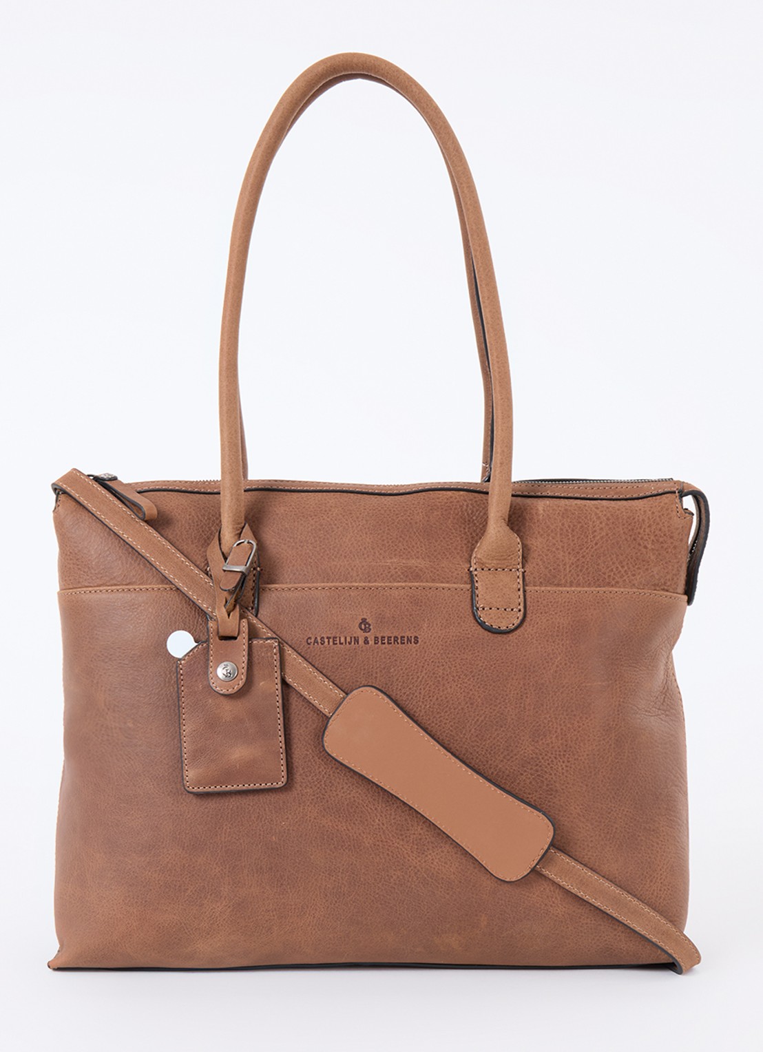 Castelijn & Beerens Businesstas met 15,6 inch laptopvak - voorkant 3 cognac