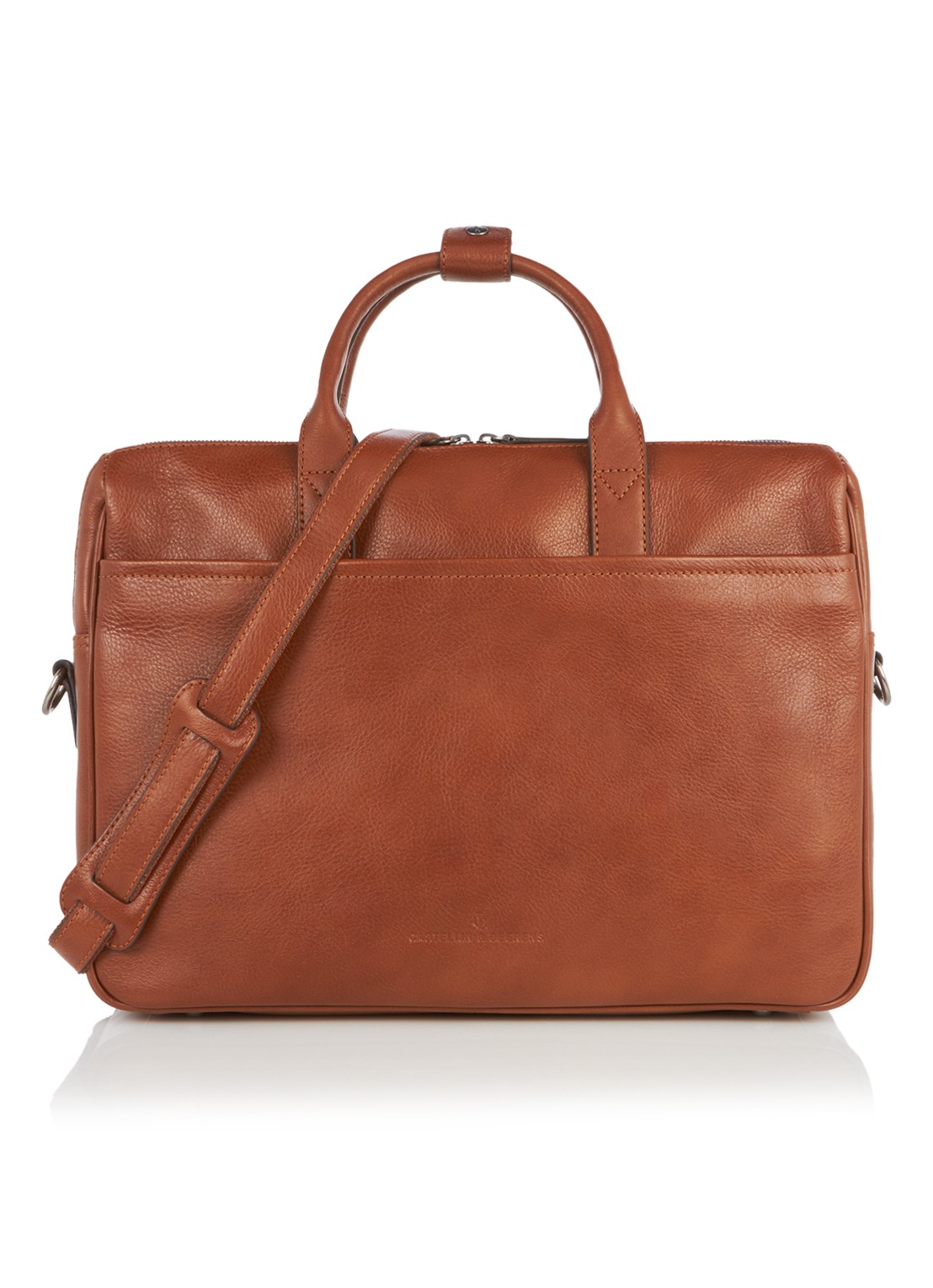 Castelijn & Beerens Businesstas van leer met 15.6 inch laptopvak - voorkant cognac