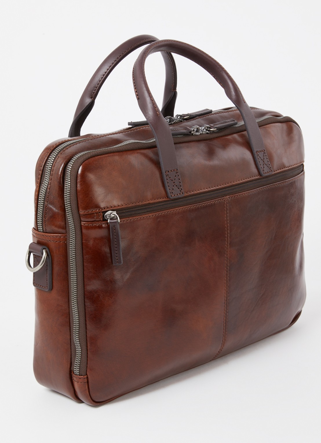 Castelijn & Beerens Businesstas van leer met 15,6 inch laptopvak - achterkant kastanjebruin