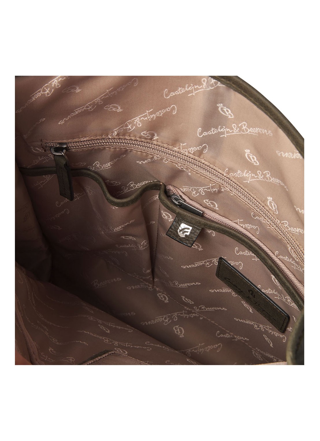 Castelijn & Beerens Carisma rugzak van leer met 15,6 inch laptopvak - unisex - detail 4 legergroen