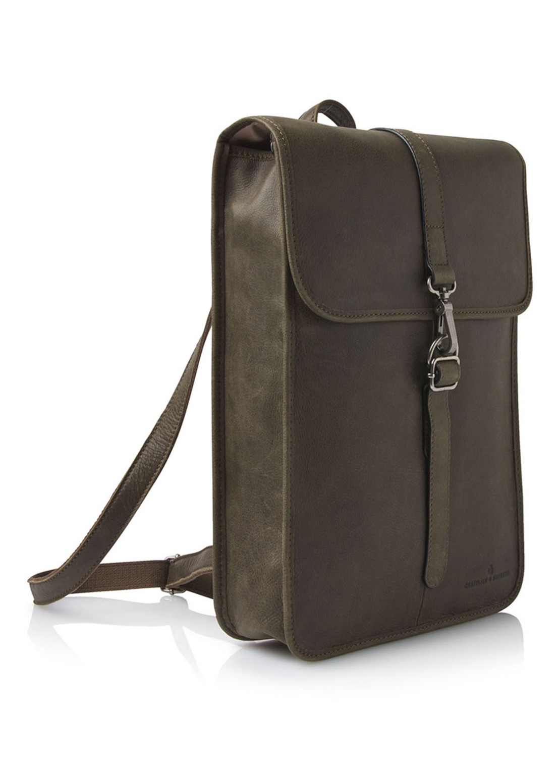 Castelijn & Beerens Carisma rugzak van leer met 15,6 inch laptopvak - unisex - voorkant 2 legergroen