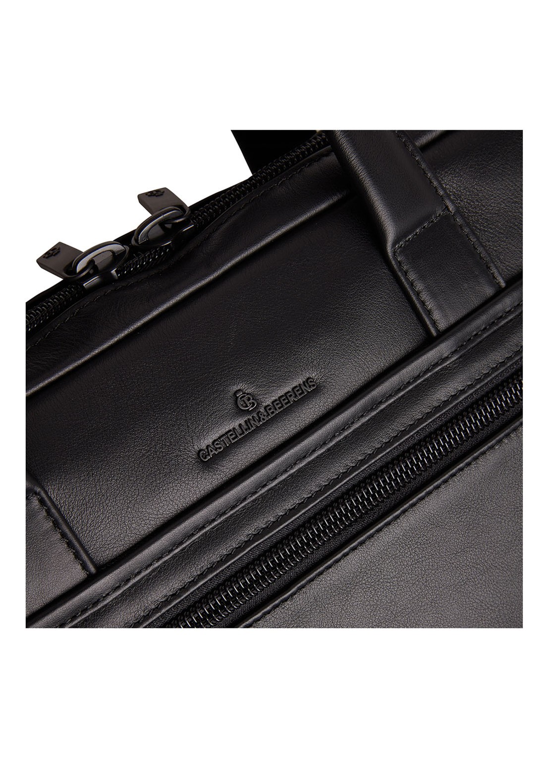 Castelijn & Beerens Charlie businesstas van leer met 15,6 inch laptopvak - detail zwart