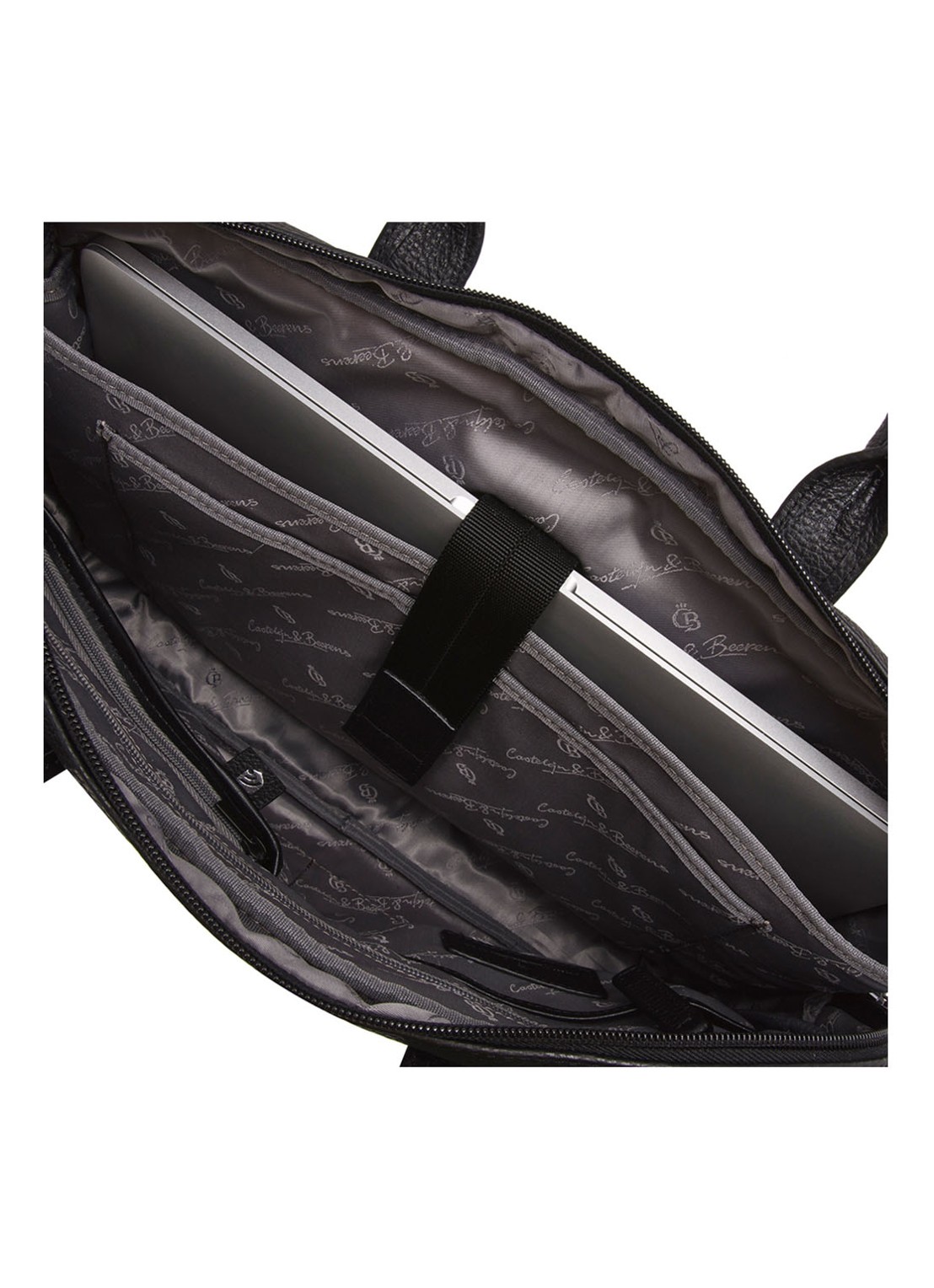 Castelijn & Beerens Chris businesstas van leer met 15,6 inch laptopvak - detail 6 zwart