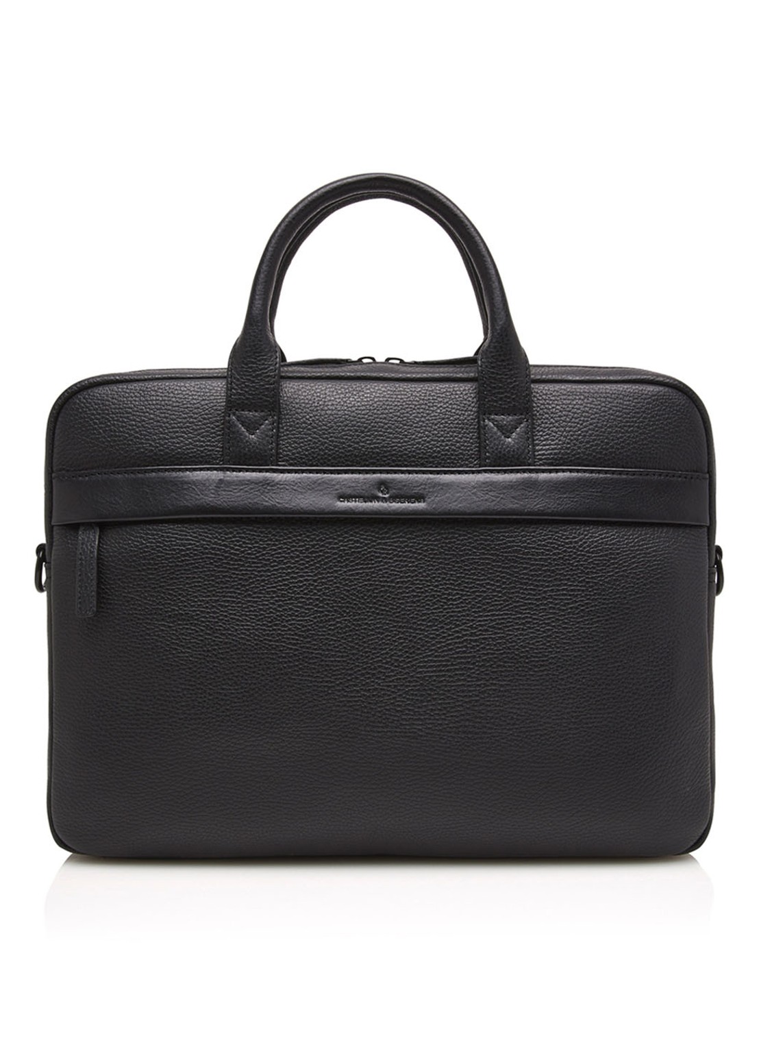 Castelijn & Beerens Chris businesstas van leer met 15,6 inch laptopvak - voorkant zwart