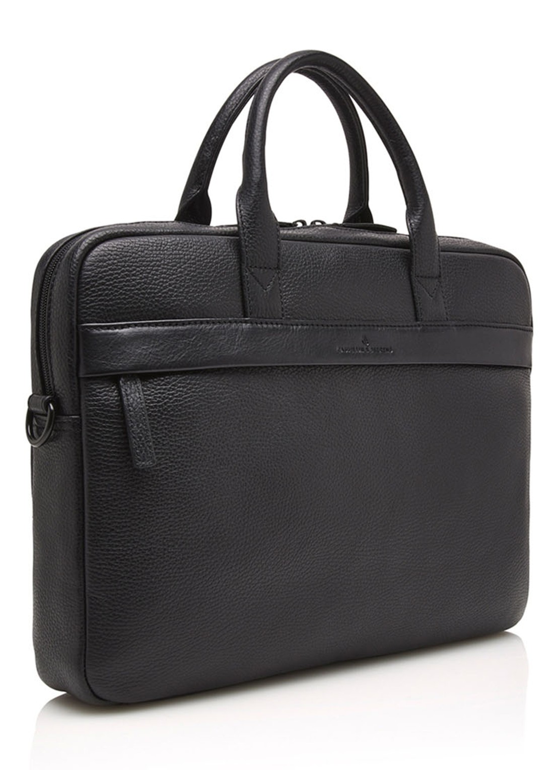Castelijn & Beerens Chris businesstas van leer met 15,6 inch laptopvak - voorkant 2 zwart