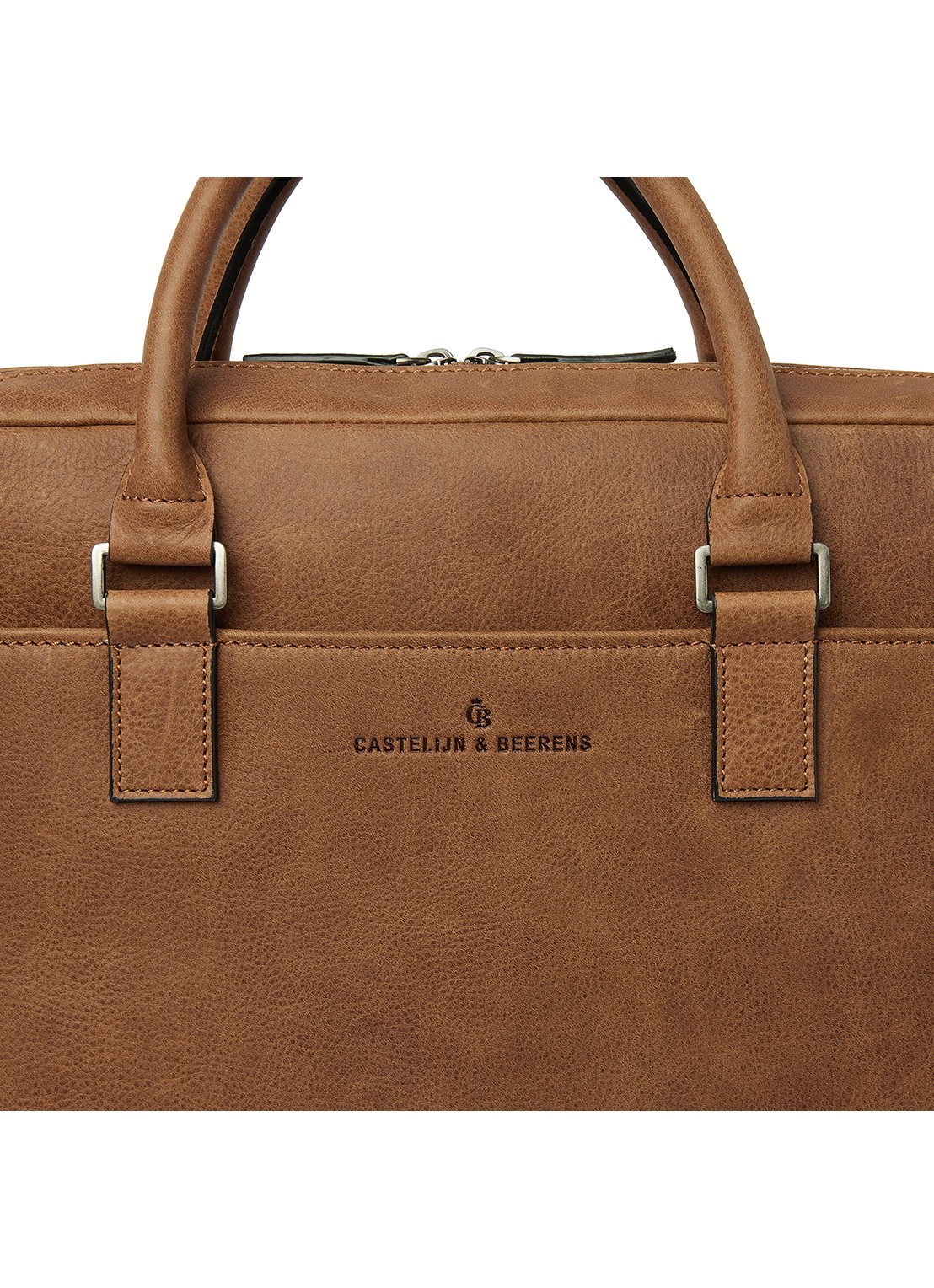 Castelijn & Beerens Clarissa laptoptas met 15 inch laptopvak - detail 2 cognac