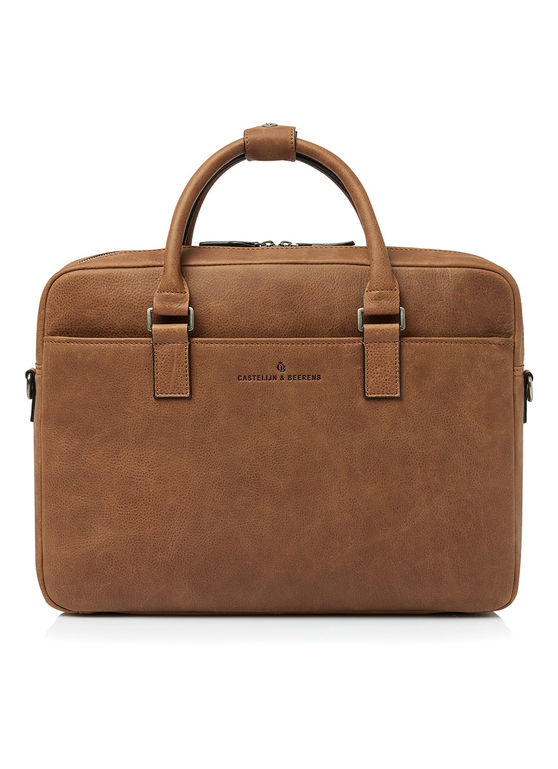 Castelijn & Beerens Clarissa laptoptas met 15 inch laptopvak - voorkant 6 cognac