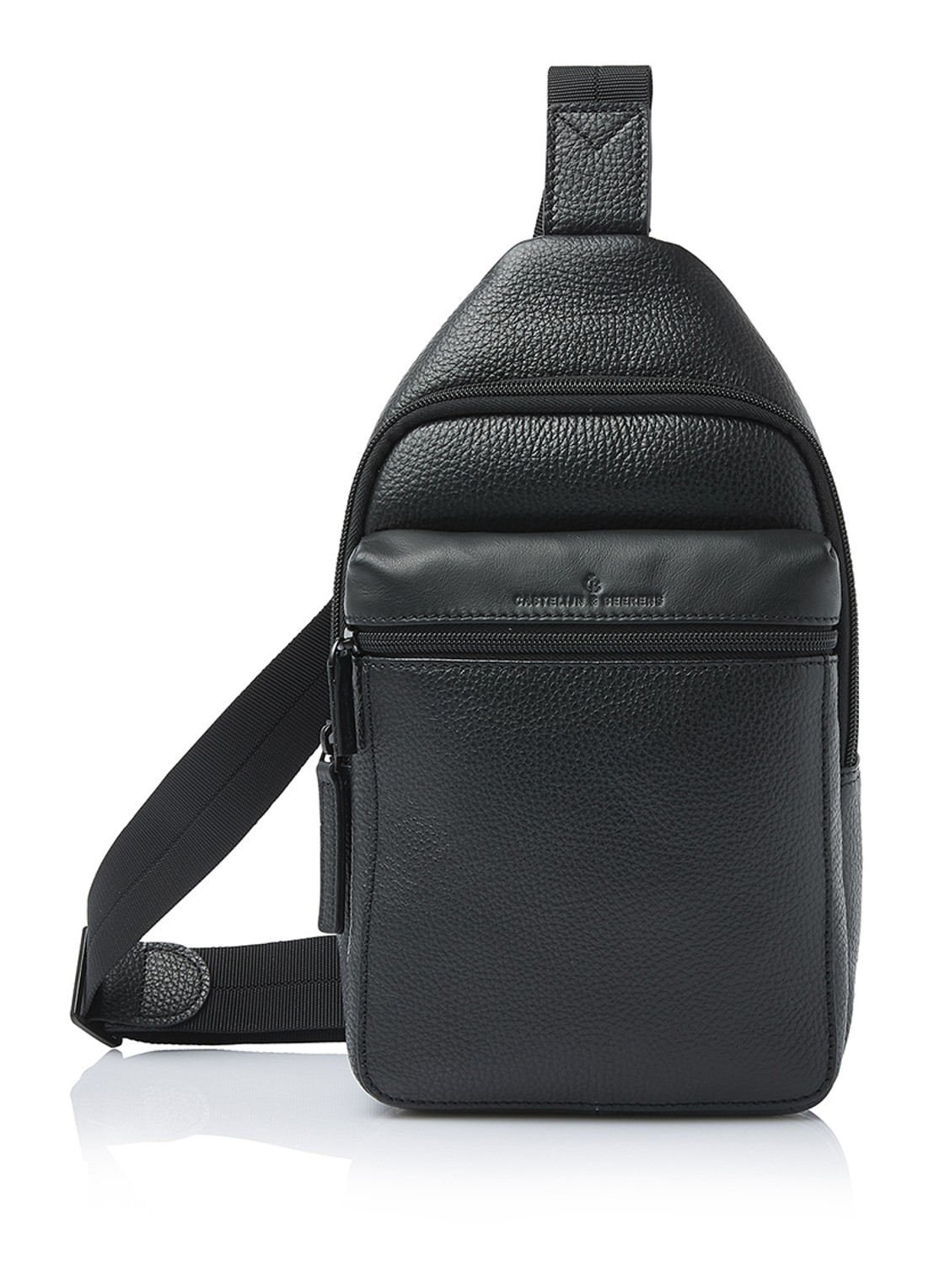 Castelijn & Beerens Crossbodytas van leer - voorkant zwart