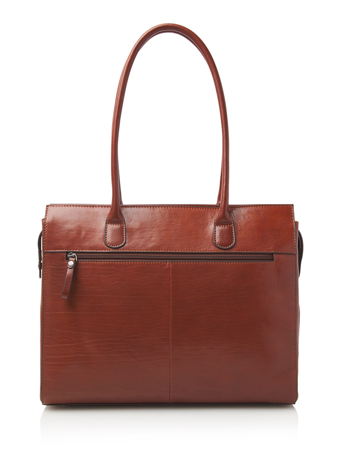 Castelijn & Beerens Ellen schoudertas met 15 inch laptopvak - achterkant cognac
