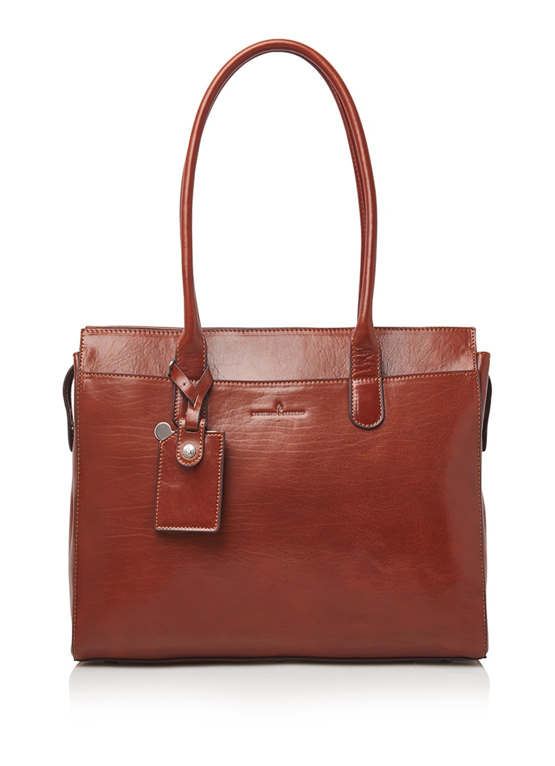 Castelijn & Beerens Ellen schoudertas met 15 inch laptopvak - voorkant 2 cognac