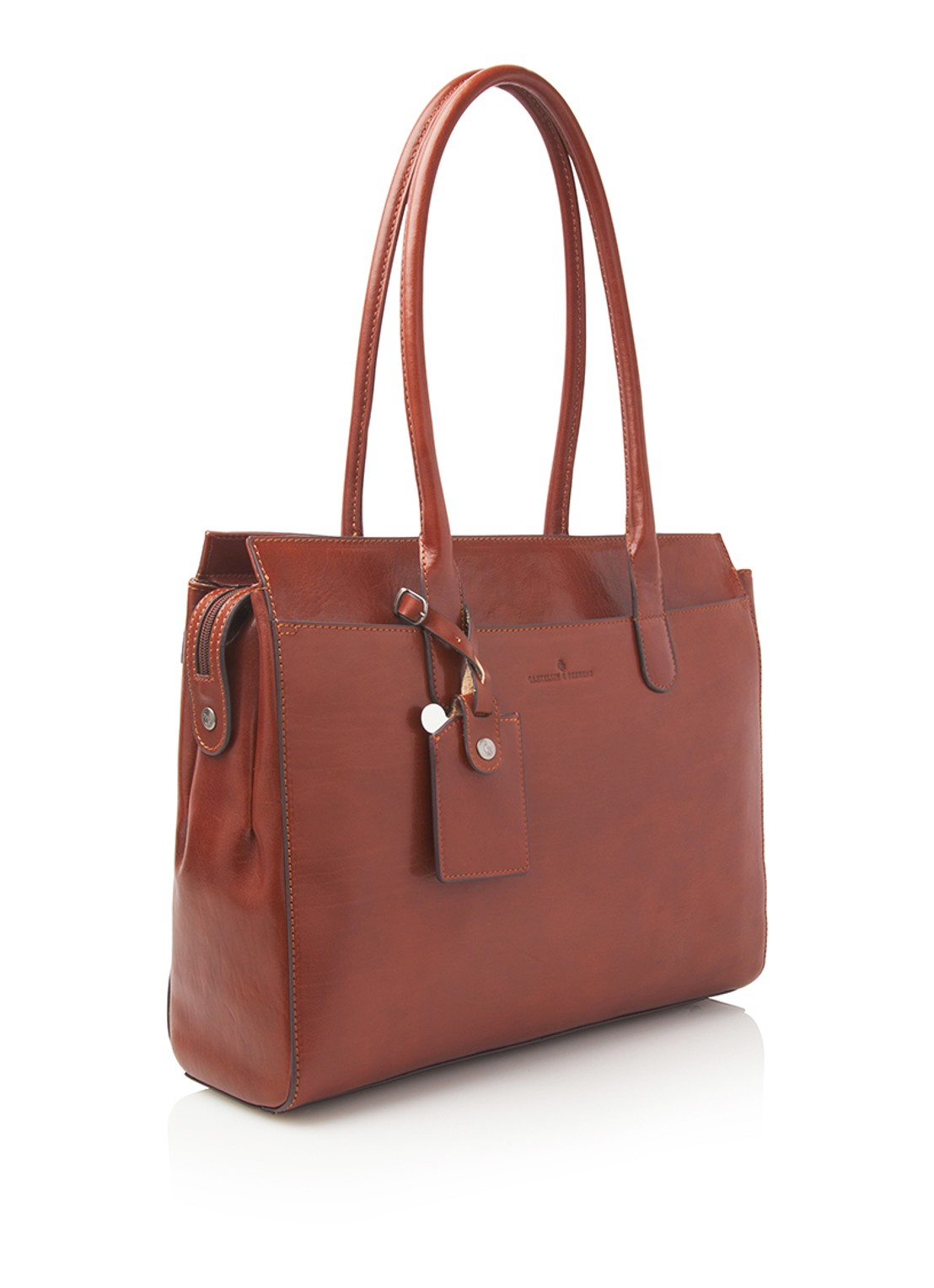 Castelijn & Beerens Ellen schoudertas met 15 inch laptopvak - voorkant 3 cognac