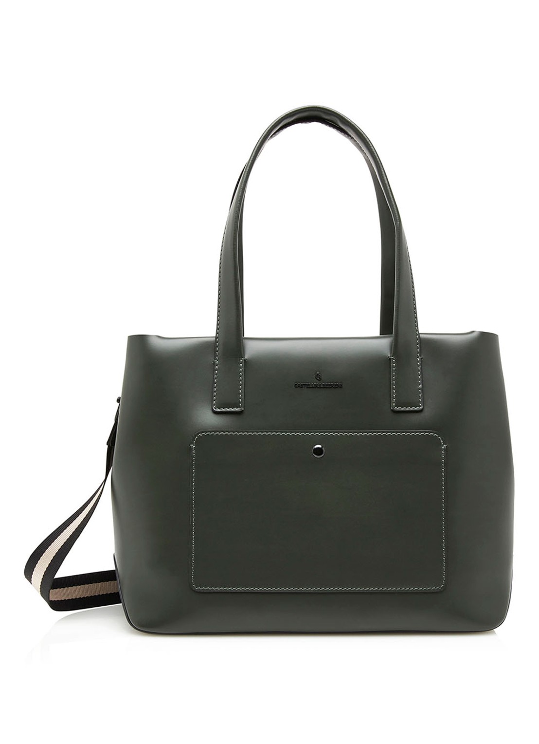 Castelijn & Beerens Emma schoudertas van leer met 13,3 inch laptopvak - voorkant groen