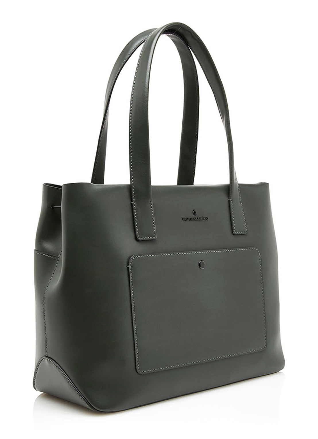 Castelijn & Beerens Emma schoudertas van leer met 13,3 inch laptopvak - voorkant 2 groen