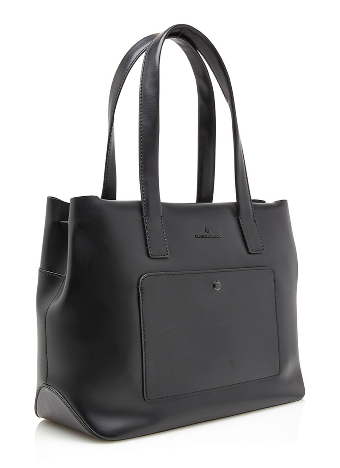 Castelijn & Beerens Emma schoudertas van leer met 13,3 inch laptopvak - voorkant 2 zwart