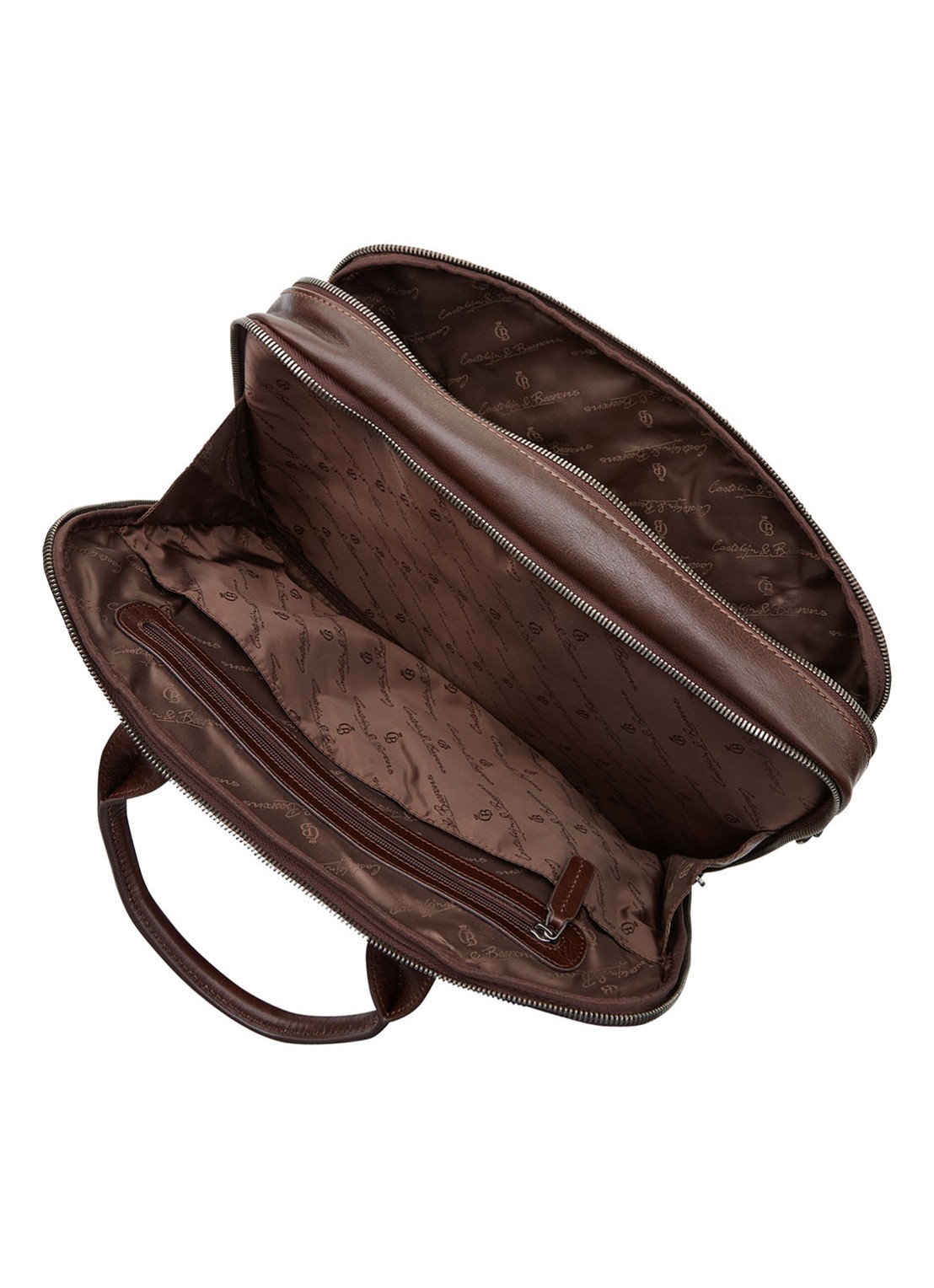 Castelijn & Beerens Firenze businesstas van leer met 15,6 inch laptopvak - detail donkerbruin