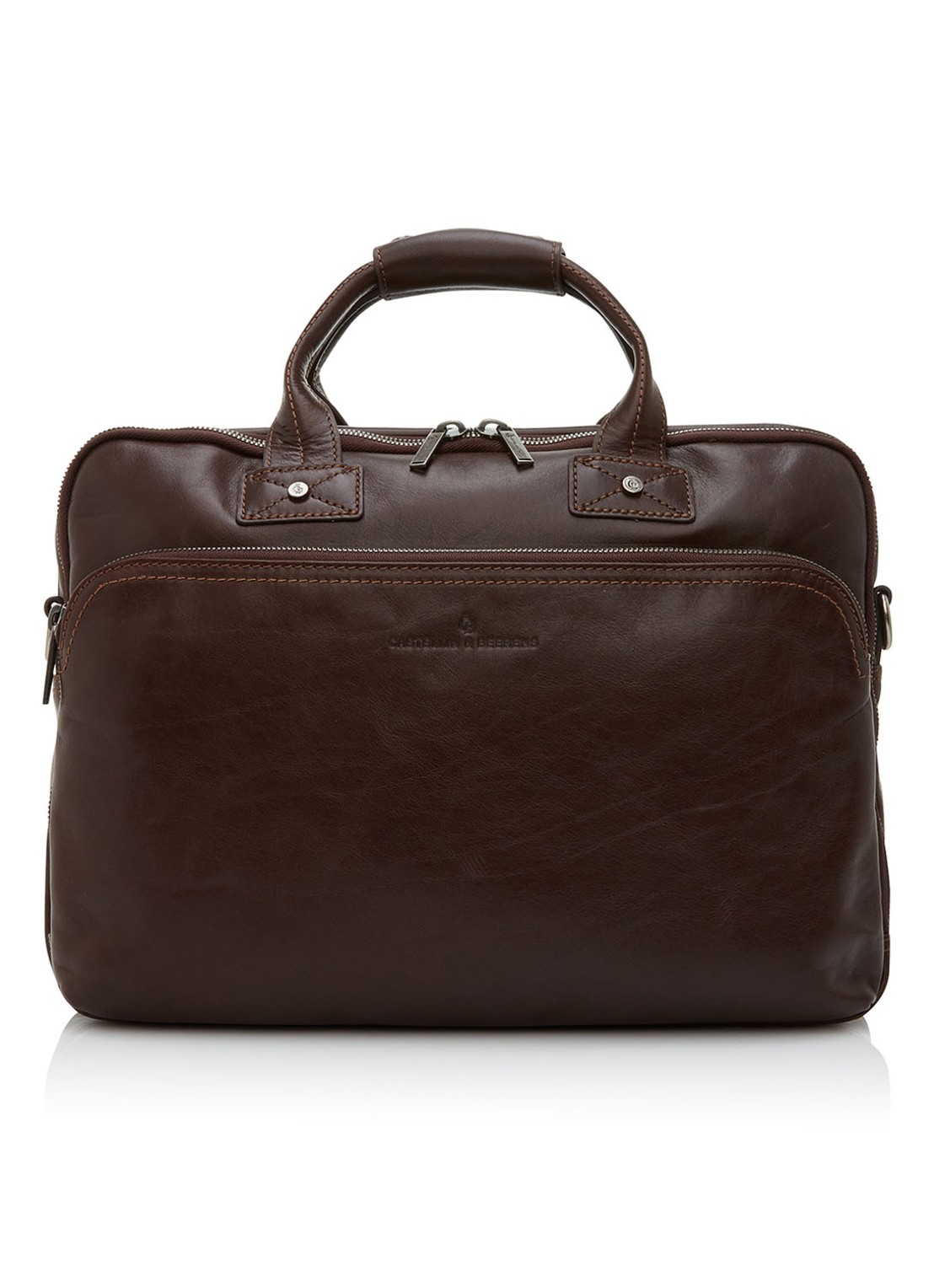 Castelijn & Beerens Firenze businesstas van leer met 15,6 inch laptopvak - voorkant 3 donkerbruin
