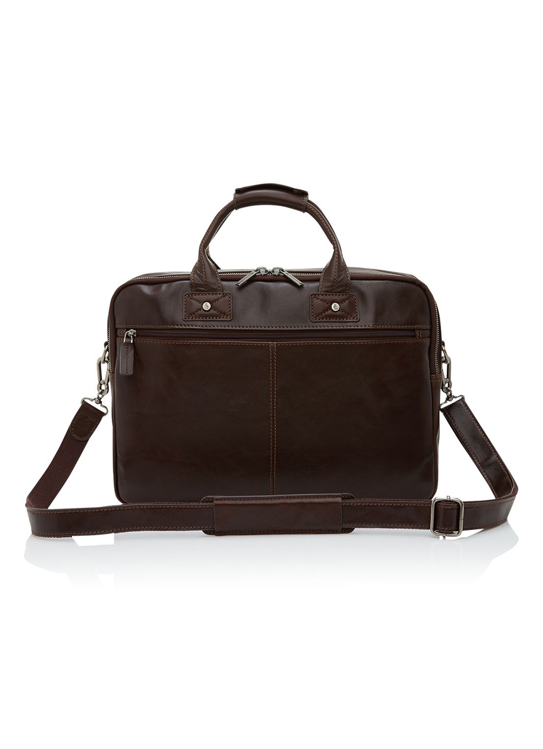 Castelijn & Beerens Firenze businesstas van leer met 15,6 inch laptopvak - voorkant 4 donkerbruin